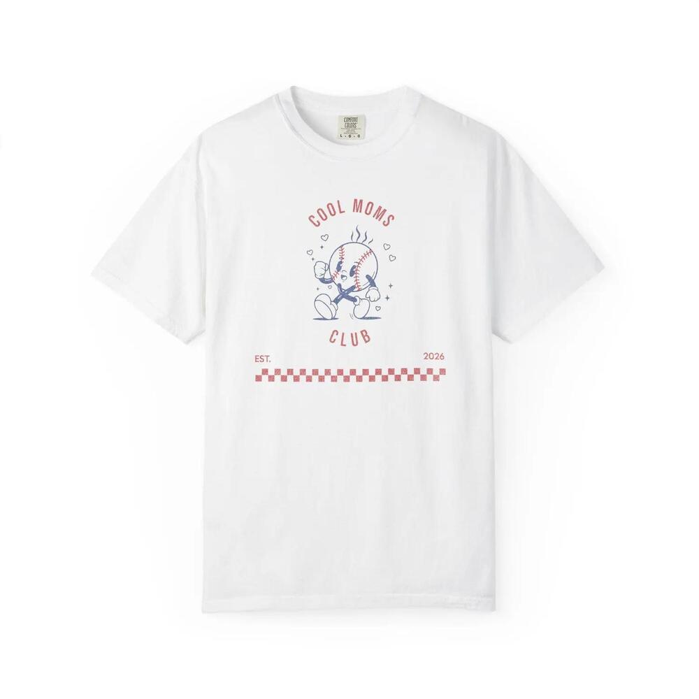 Cool Moms Club T-Shirt Retro Cute Mom Illustration, Checker Accent